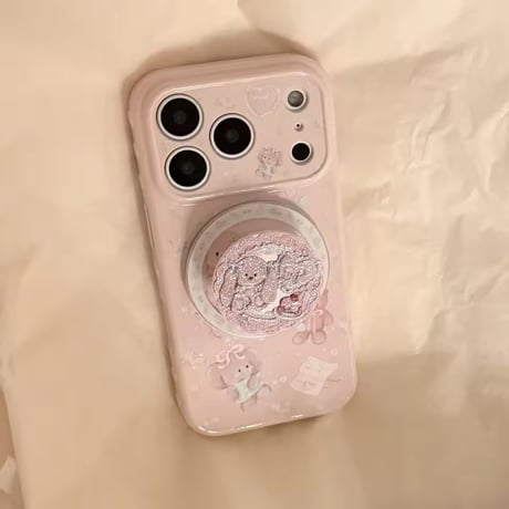 K23288 スイートベア＆バニーMagSafeグリップiPhoneケース