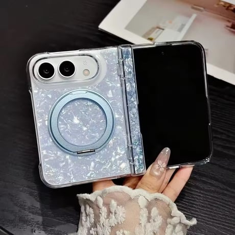 K23306 オーロラシェルリングスタンド付きiPhoneDuoケース