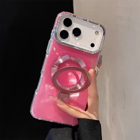 【即納商品】K22916 リング付き グリッターライン iPhoneケース（MagSafe対応）