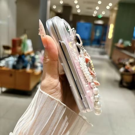 S75985 ドット＆チェックパールハートiPhoneDuo