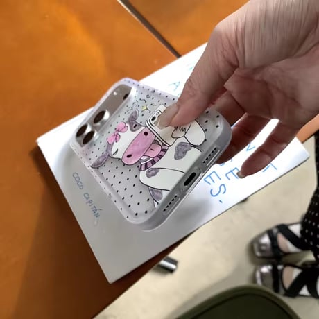 S75713 ドット×ミルクカウ クリアiPhoneケース