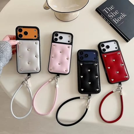 【即納商品】K23087 ハートスタッズハンドストラップiPhoneケース