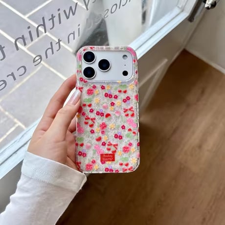 S75923 きらめき小花リボンiPhoneケース