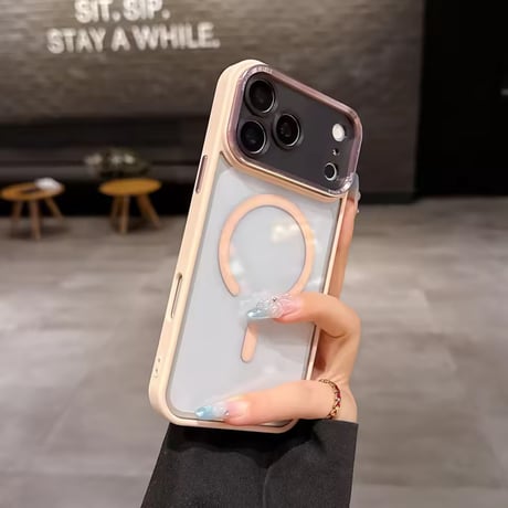 L62526 カラーフレームクリアMagSafeiPhoneケース