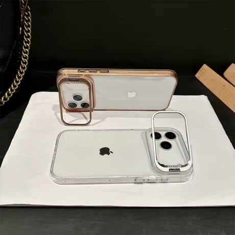 K23205 カラーフレーム カメラスタンド付き クリアiPhoneケース