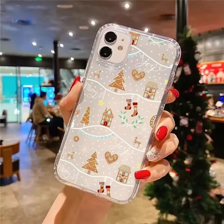 L62531 クリスマスタウンクリアiPhoneケース