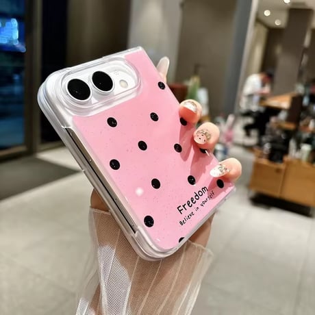 S75985 ドット＆チェックパールハートiPhoneDuo