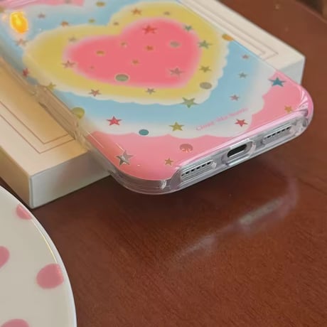 S75767 パステルハート スタープリント iPhoneケース