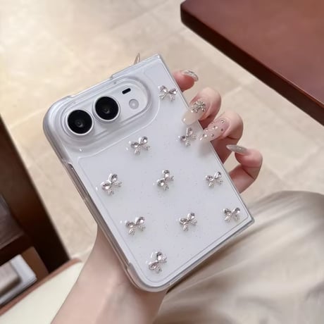 L62538 きらめきリボンクリアiPhoneDuoケース