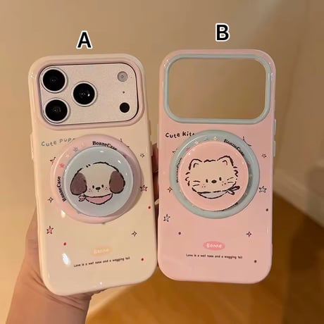 K23286 わんにゃんMagSafeグリップiPhoneケース