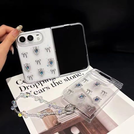 K23336 ジュエリーリボンビジューストラップ付きiPhoneDuoケース