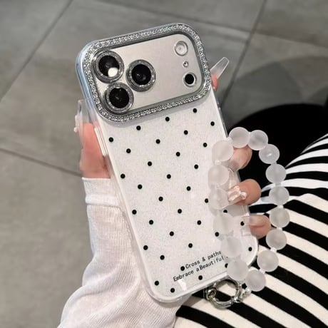 K23286 キラキラドットビーズストラップiPhoneケース