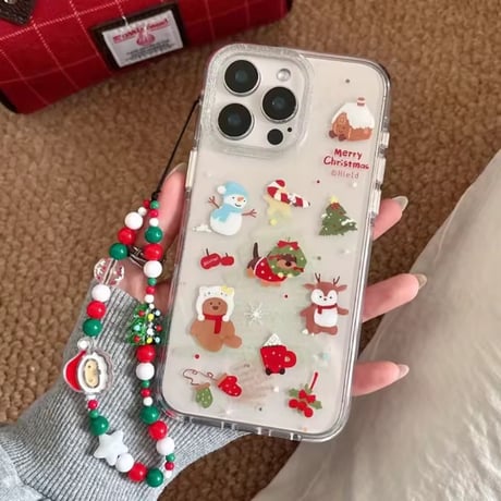 L62532 クリスマスフレンズクリアiPhoneケース