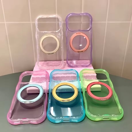 K23196 クリアカラー リングスタンド iPhoneケース