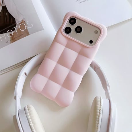 S75842 ふんわりブロックカラー雲型ハンドストラップ付きiPhoneケース