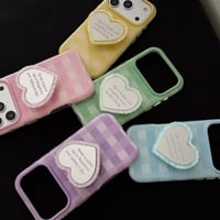 K23292 パステルチェックハートミラーiPhoneケース