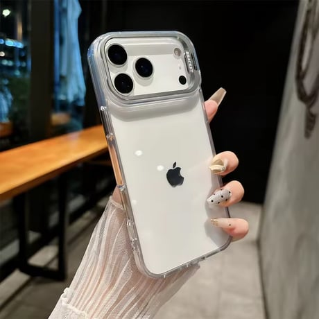 K23205 カラーフレーム カメラスタンド付き クリアiPhoneケース