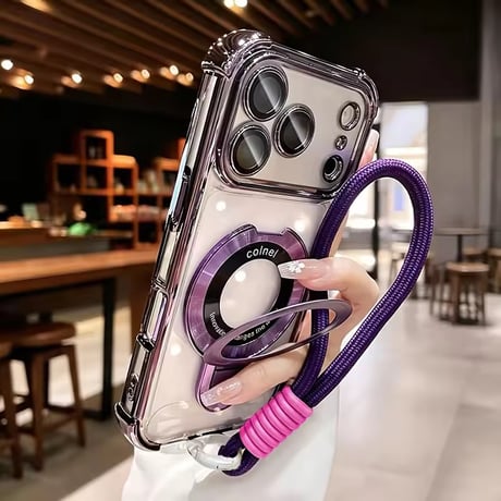 K23346 メタリックリングストラップiPhoneケース