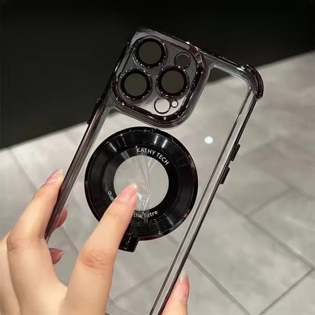 【即納商品】K23012 MagSafe対応 メタルリング付きクリアiPhoneケース