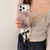 S75812 ドットリボンチャーム iPhoneケース