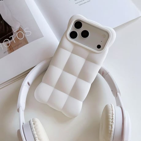 S75842 ふんわりブロックカラー雲型ハンドストラップ付きiPhoneケース