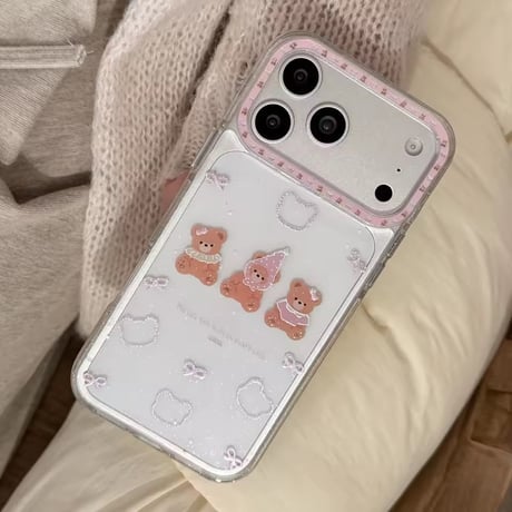 L62501 くまリボンキラキラクリア iPhoneケース