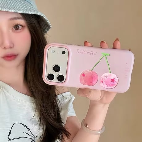 S75758 ピンクチェリー iPhoneケース