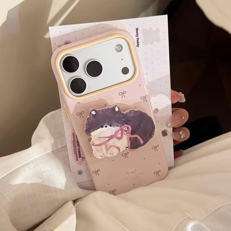 K23200 アニマルグリップ付き リボン iPhoneケース