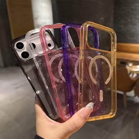 【即納商品】L62432 グリッターMagSafeクリアiPhoneケース