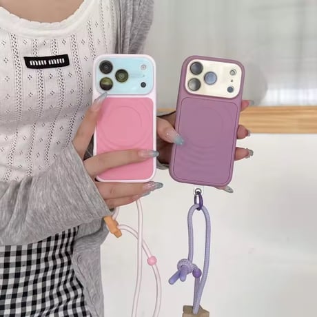 K23327 ウェーブパネルストラップ付きiPhoneケース