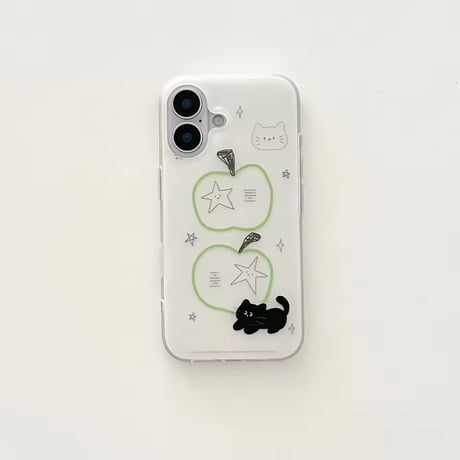 S75930 グリーンアップルキャットiPhoneケース