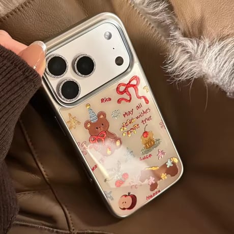 S75766 リボンベア＆スイーツ クリア iPhoneケース