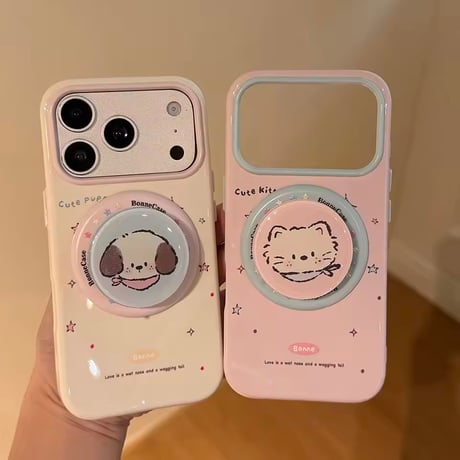 K23286 わんにゃんMagSafeグリップiPhoneケース