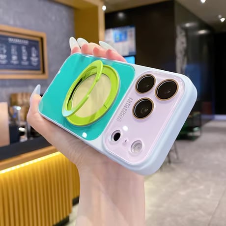 K23332 カラーブロックリングスタンドiPhoneケース