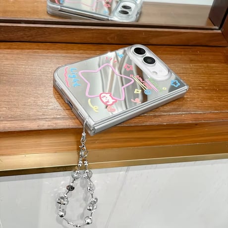 K23296 カラフルポップミラーストラップ付きiPhoneDuoケース