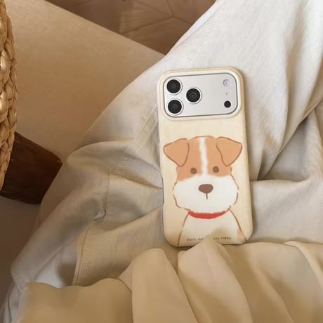 S75709 ふわもこわんこイラスト iPhoneケース