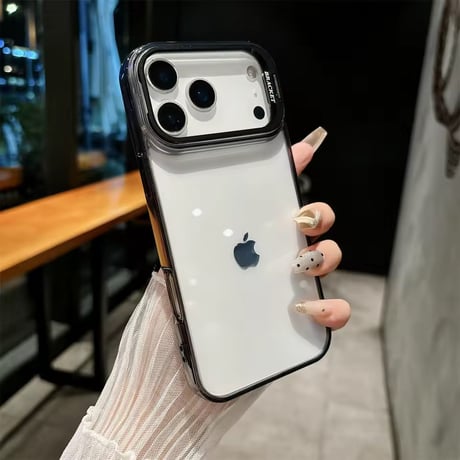 K23205 カラーフレーム カメラスタンド付き クリアiPhoneケース