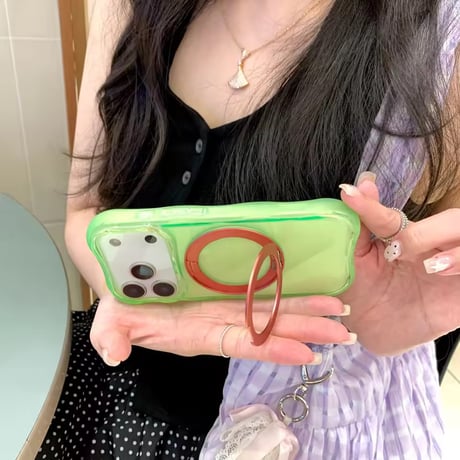 K23196 クリアカラー リングスタンド iPhoneケース