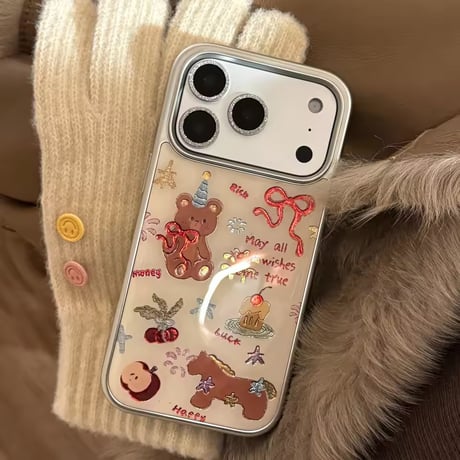 S75766 リボンベア＆スイーツ クリア iPhoneケース