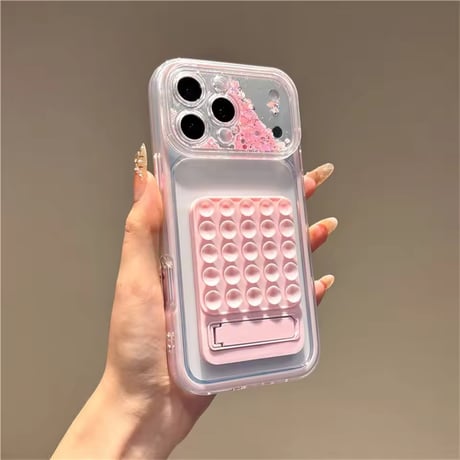K23289 キラキラカメラフレーム吸盤＆スタンドiPhoneケース