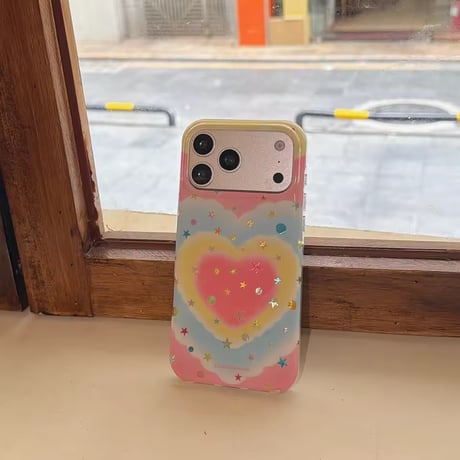 S75767 パステルハート スタープリント iPhoneケース