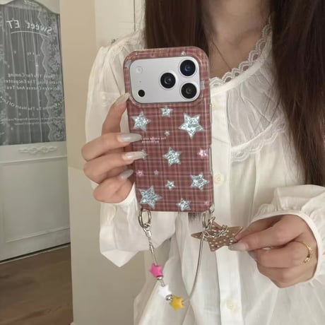 S75895 きらきらスターチェックiPhoneケース