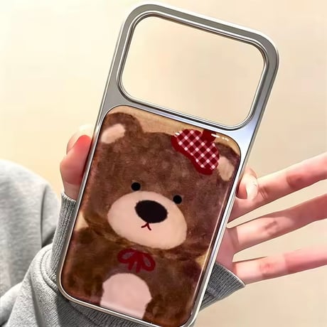 S75955 チェックリボンベアiPhoneケース