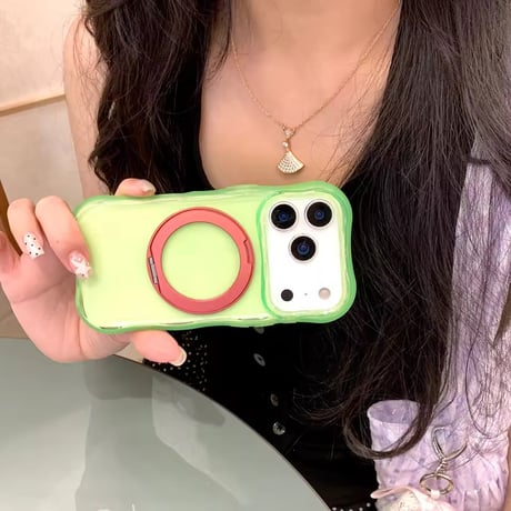 K23196 クリアカラー リングスタンド iPhoneケース
