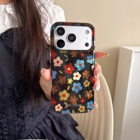 S75894 レトロカラフルフラワーiPhoneケース