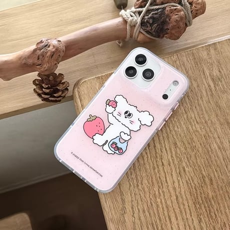 S75826 いちごとわんちゃん iPhoneケース