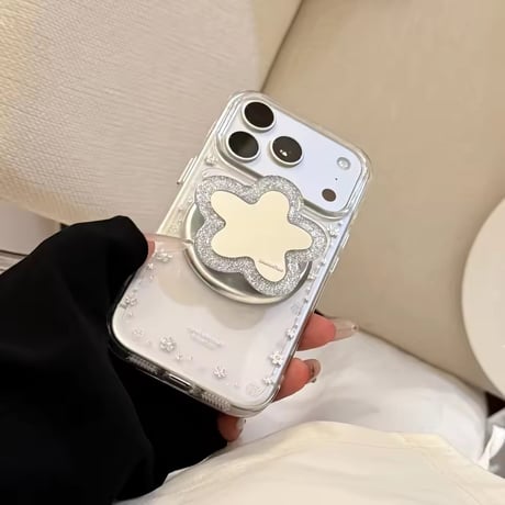 K23232 フラワーミラー MagSafeソケット付き クリア iPhoneケース