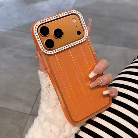 L62488 ビジューカメラフレーム ラメクリア iPhoneケース