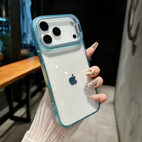 K23205 カラーフレーム カメラスタンド付き クリアiPhoneケース