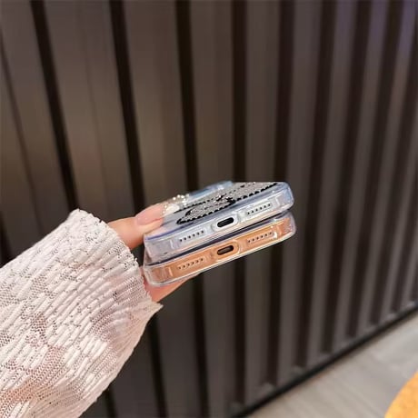 L62554 キラキラビジューベアクリアiPhoneケース